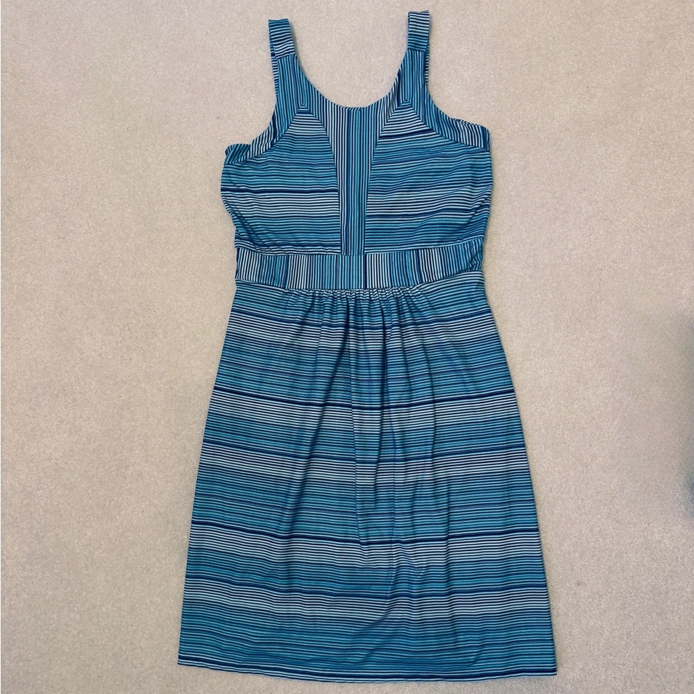 TEHAMA Blue Striped Sleeveless Stretchy Outdoor Tank Summer Sundress